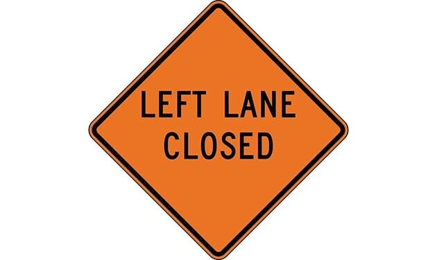 Left Lane Closed Construction Sign SIGN 215 Barco Products Canada