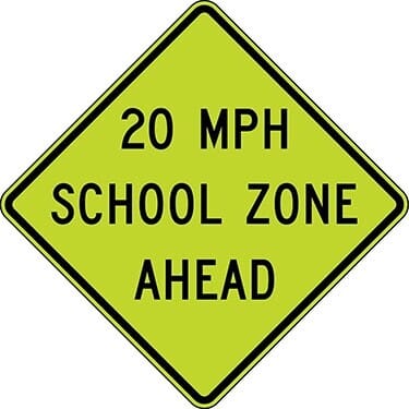 Reduced Speed School Zone Ahead 20 MPH Sign