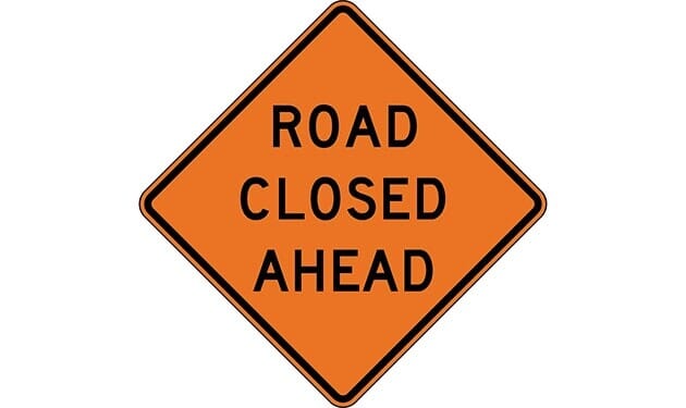 Road Closed Ahead Construction Sign