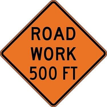 Road Work 500 ft. Construction Sign