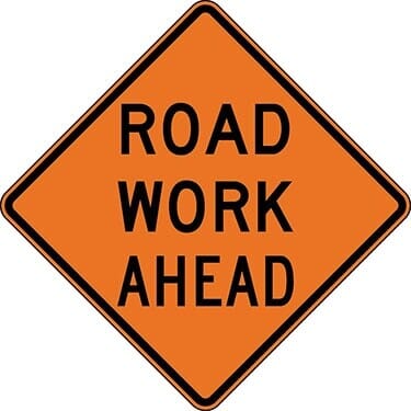 Road Work Ahead Construction Sign