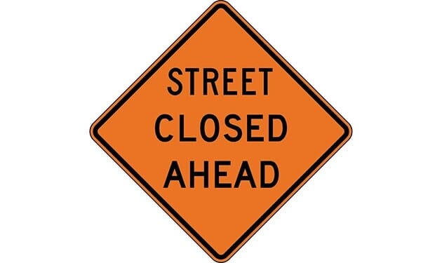USAストリート看板 AHEAD USAストリート看板 AHEAD Street Closed Ahead Sign - In Stock