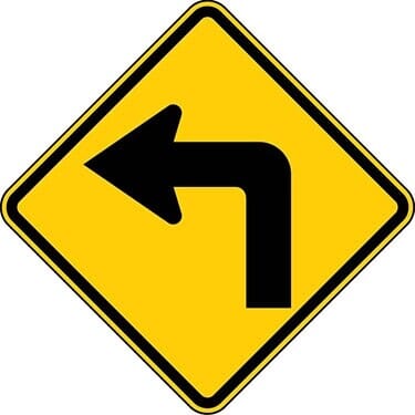 Turn Left Arrow, Diamond Sign