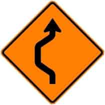 Left Double Reverse Curve 1 Lane Symbol Construction Sign