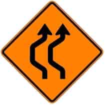 Left Double Reverse Curve 2 Lane Symbol Construction Sign