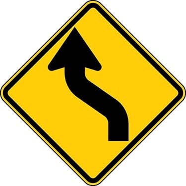 Left Reverse Curve Symbol Diamond Sign