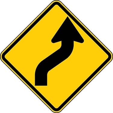 Right Reverse Curve Symbol Diamond Sign