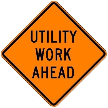 Utility Work Ahead Construction Sign