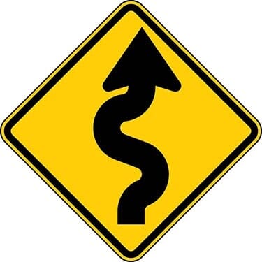 Right Winding Road Symbol Diamond Sign