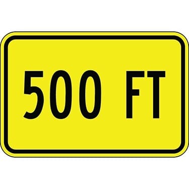500 Feet Warning Sign