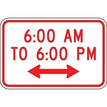 Times of Day 6:00 AM to 6:00PM with Double Arrow Sign
