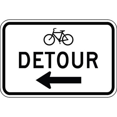 Detour with Bicycle Symbol Construction Sign
