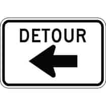 Detour with Left Arrow Construction Sign