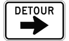 Detour with Right Arrow Construction Sign