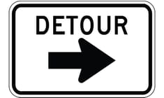 Detour with Right Arrow Construction Sign