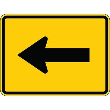 Left Arrow on Yellow Background Sign