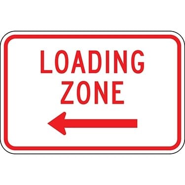 Loading Zone with Left Arrow Sign