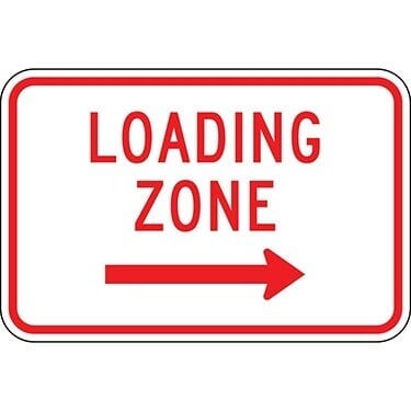 Loading Zone with Right Arrow Sign