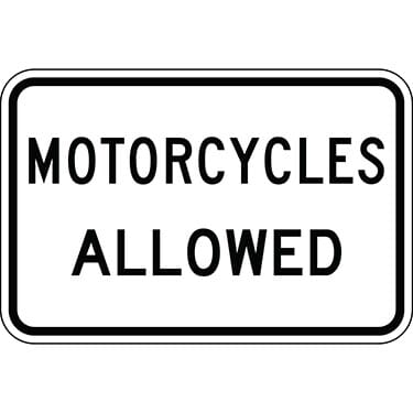 Motorcycles Allowed Traffic Sign