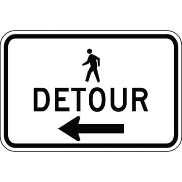 Detour with Pedestrian Symbol Construction Sign