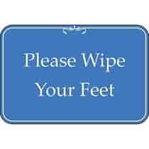 Please Wipe Your Feet Blue Sign