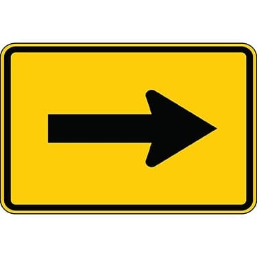 Right Arrow on Yellow Background Sign