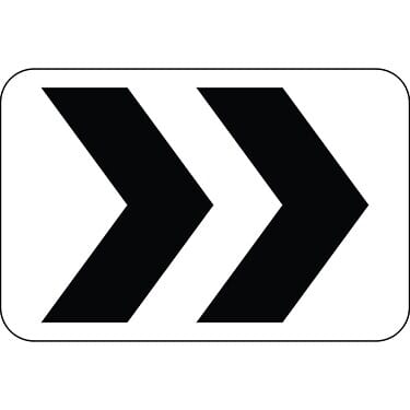 Roundabout Directional with 2 Chevrons Sign