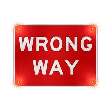 Flash Alert Solar Wrong Way Sign