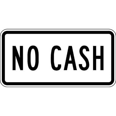 No Cash Tollway Sign