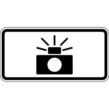 Photo Enforced Symbol White Sign