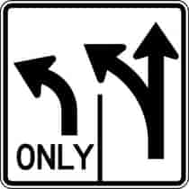 Advance Intersection Lane Control Left Turn / Straight Arrow Sign