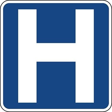 Hospital Symbol Information Sign