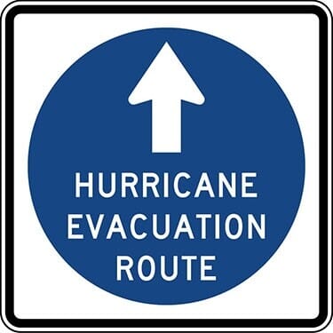 Hurricane Evacuation Route with Arrow Symbol Sign