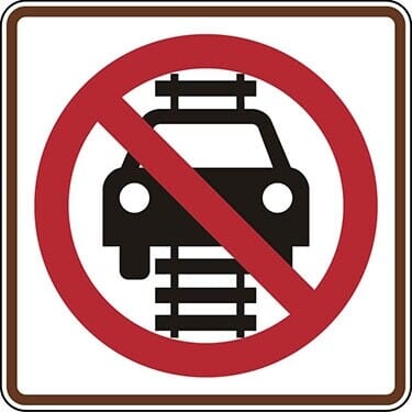 Do Not Drive on Tracks Light Rail Symbol Sign