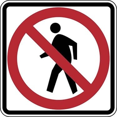 No Pedestrian Crossing Symbol Sign