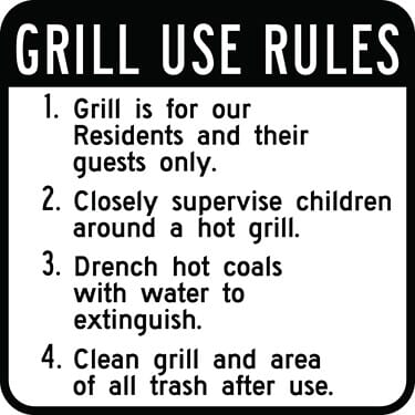 Grill Use Rules Extended Sign