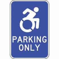 ADA Parking Only Blue Updated Accessible Symbol Sign