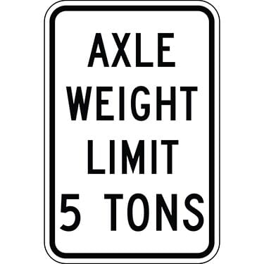 Axle Weight Limit 5 Tons Sign