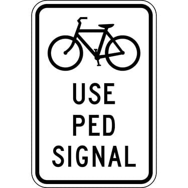 Use Pedestrian Signal with Bicyclists Symbol Sign