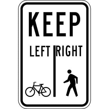 Use Path Restriction Bicycle Symbol Left and Pedestrian Right Sign