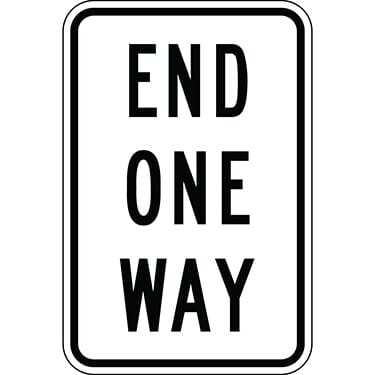 End One Way Directional Sign