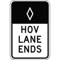 HOV Lane Ends Preferential Lane Sign