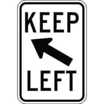 Keep Left with Oblique Arrow Sign