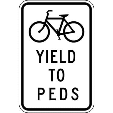 Yield to Pedestrians with Bicyclists Symbol Sign