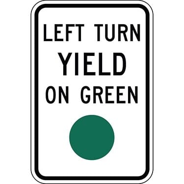 Left Turn Yield on Green with Green Ball Sign