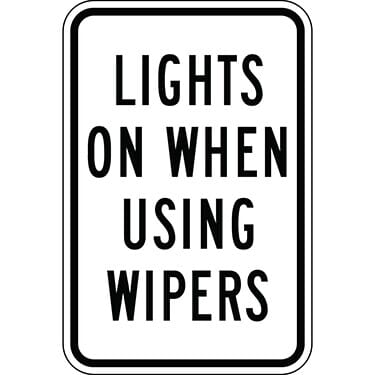 Lights on When Using Wipers Sign