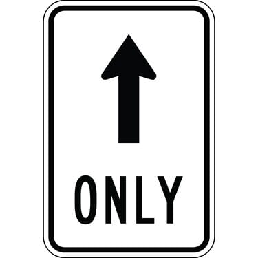 Mandatory Movement Only Ahead with Up Arrow Sign