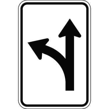 Mandatory Movement Lane Control Ahead with Left Arrow Sign