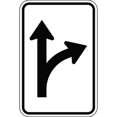 Mandatory Movement Lane Control Ahead with Right Arrow Sign