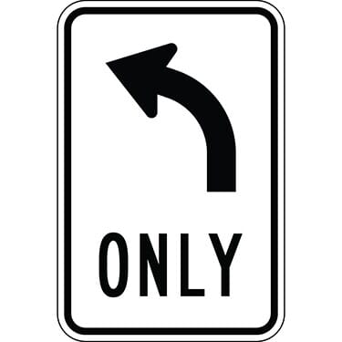 Mandatory Movement Lane Control with Left Arrow Sign